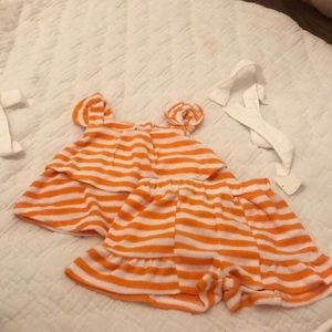 NWT! Orange and White Terrycloth 2 Piece Set